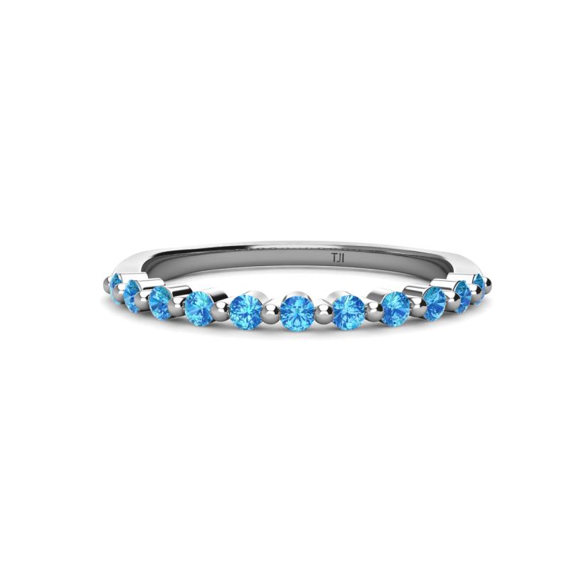 Venice 2.00 mm Round Blue Topaz 11 Stone Wedding Band 