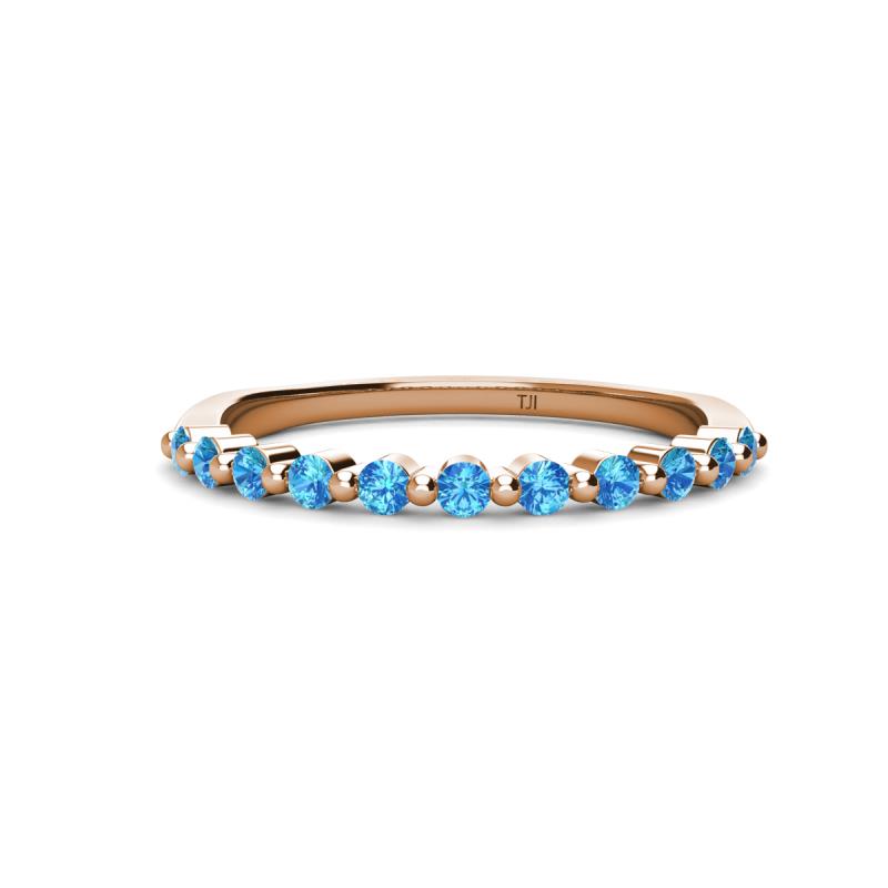 Venice 2.00 mm Round Blue Topaz 11 Stone Wedding Band 
