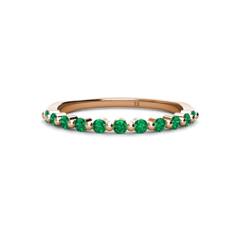 Venice 2.00 mm Round Emerald 11 Stone Wedding Band 