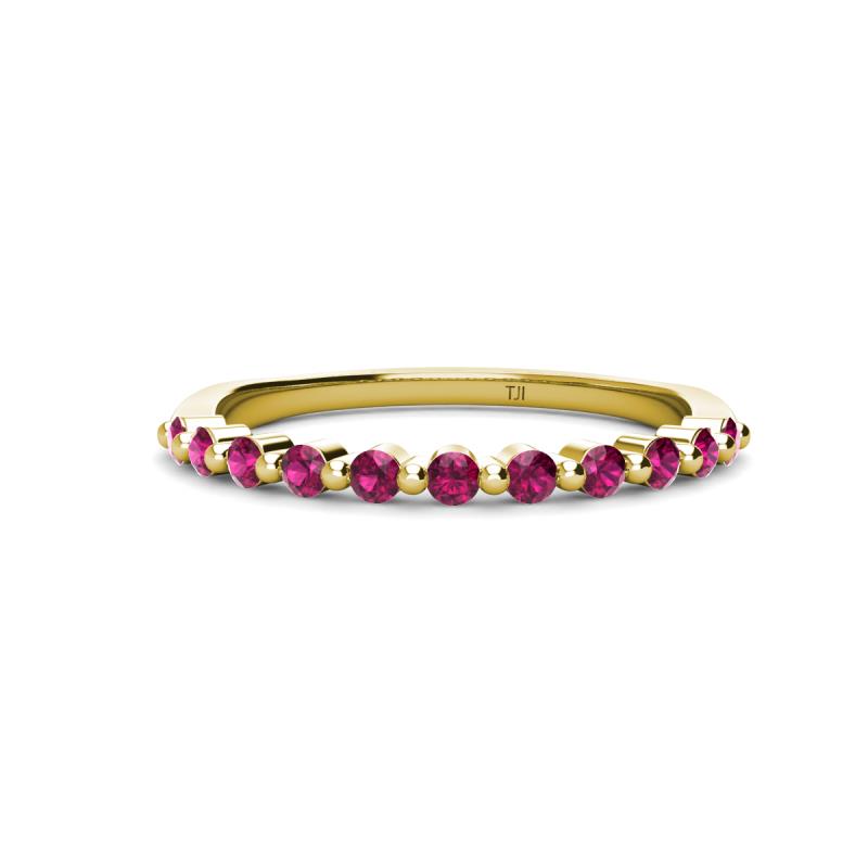 Venice 2.00 mm Round Rhodolite Garnet 11 Stone Wedding Band 
