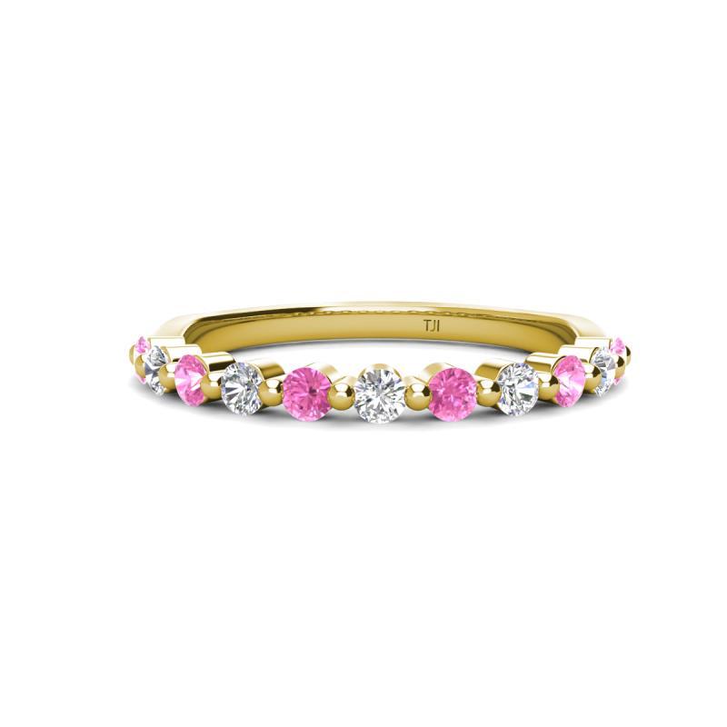 Venice 2.50 mm Round Pink Sapphire and Lab Grown Diamond 11 Stone Wedding Band 