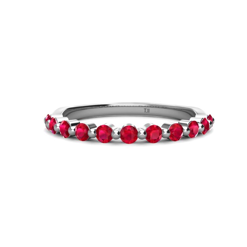 Venice 2.50 mm Round Ruby 11 Stone Wedding Band 