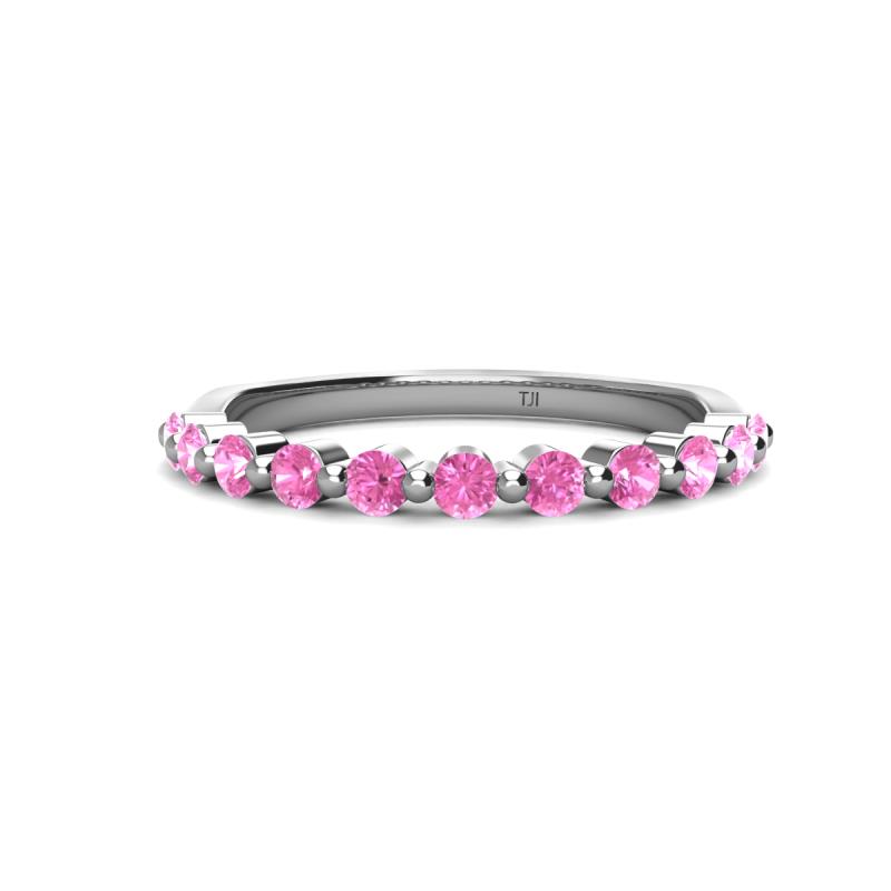 Venice 2.50 mm Round Pink Sapphire 11 Stone Wedding Band 