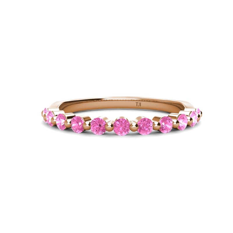 Venice 2.50 mm Round Pink Sapphire 11 Stone Wedding Band 