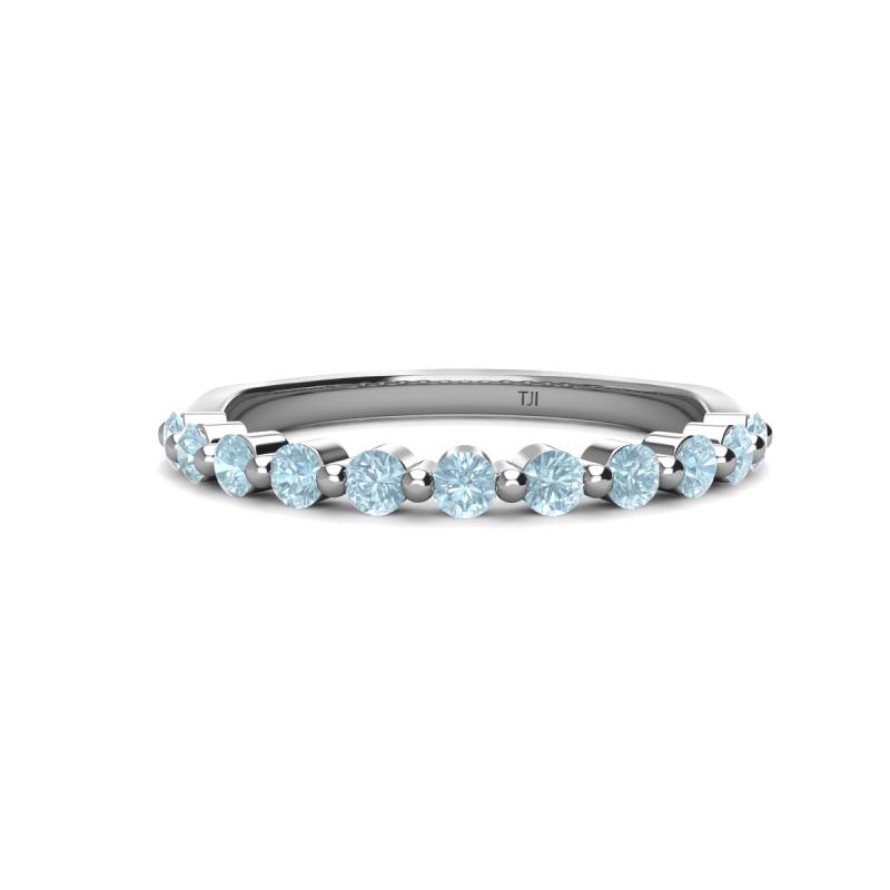 Venice 2.50 mm Round Aquamarine 11 Stone Wedding Band 