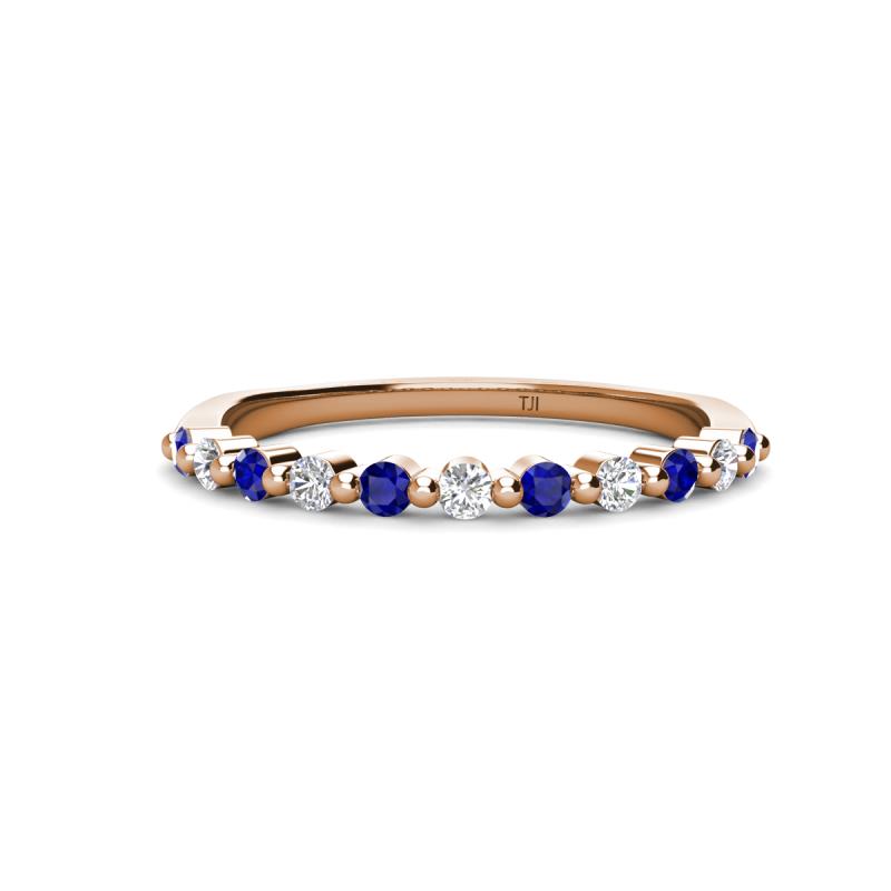 Venice 2.00 mm Round Blue Sapphire and Diamond 11 Stone Wedding Band 