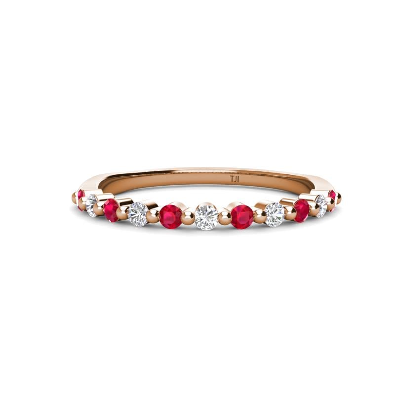 Venice 2.00 mm Round Ruby and Diamond 11 Stone Wedding Band 