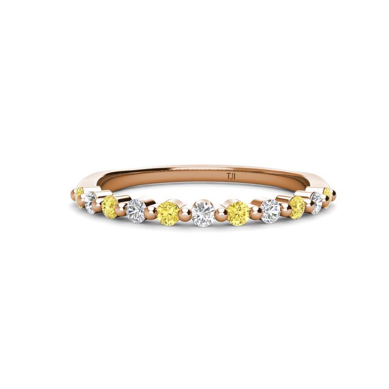 Venice 2.00 mm Round Yellow Sapphire and Lab Grown Diamond 11 Stone Wedding Band 