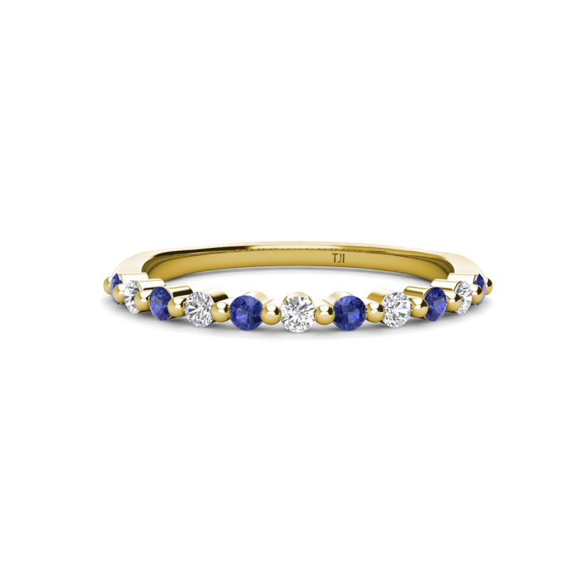 Venice 2.00 mm Round Iolite and Lab Grown Diamond 11 Stone Wedding Band 
