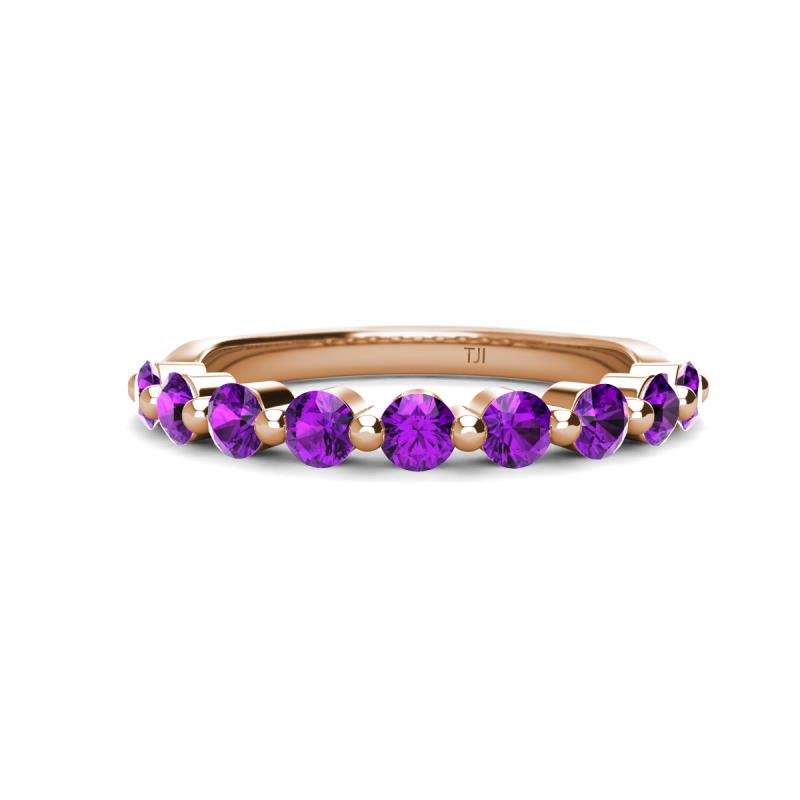 Venice 3.00 mm Round Amethyst 9 Stone Wedding Band 