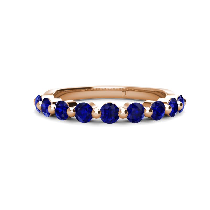 Venice 3.00 mm Round Blue Sapphire 9 Stone Wedding Band 