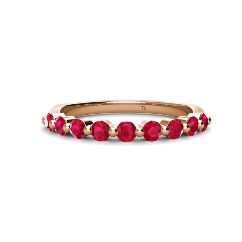 Venice 2.70 mm Round Ruby 9 Stone Wedding Band 