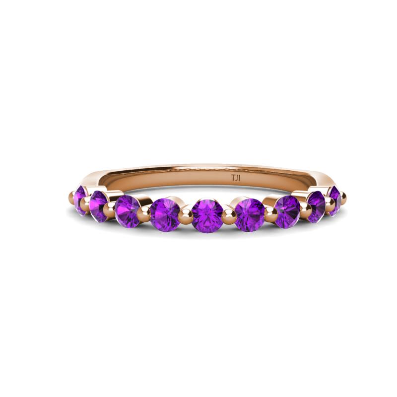 Venice 2.70 mm Round Amethyst 9 Stone Wedding Band 