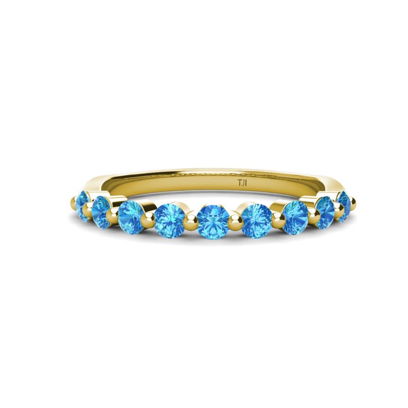 Venice 2.70 mm Round Blue Topaz 9 Stone Wedding Band 