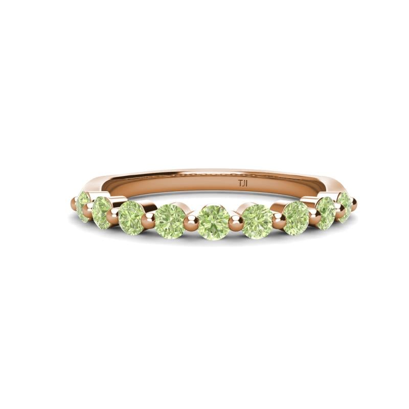 Venice 2.70 mm Round Peridot 9 Stone Wedding Band 