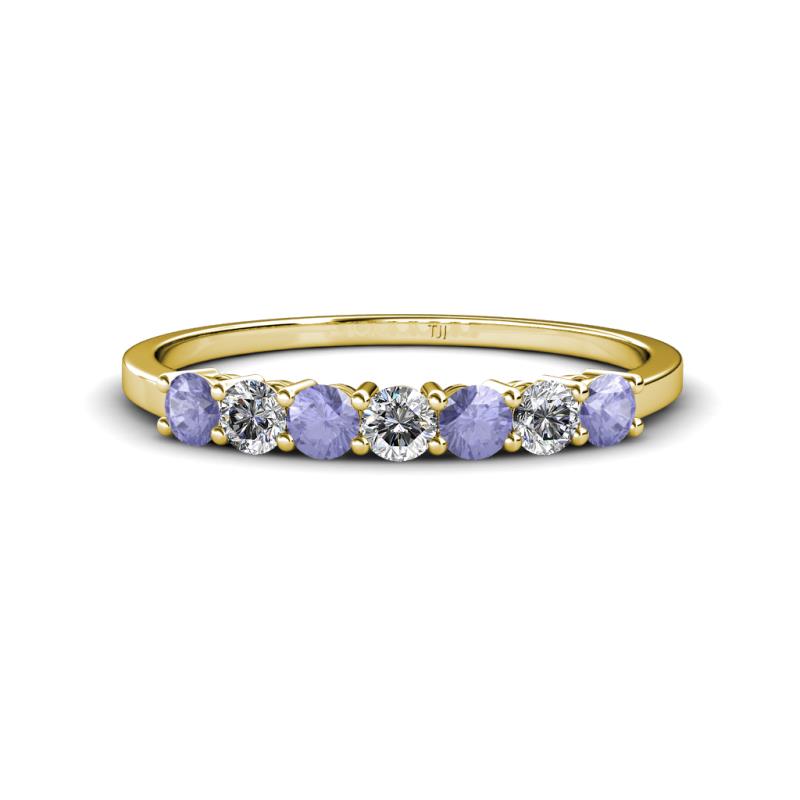 Vivian 3.00 mm Tanzanite and Lab Grown Diamond 7 Stone Wedding Band 