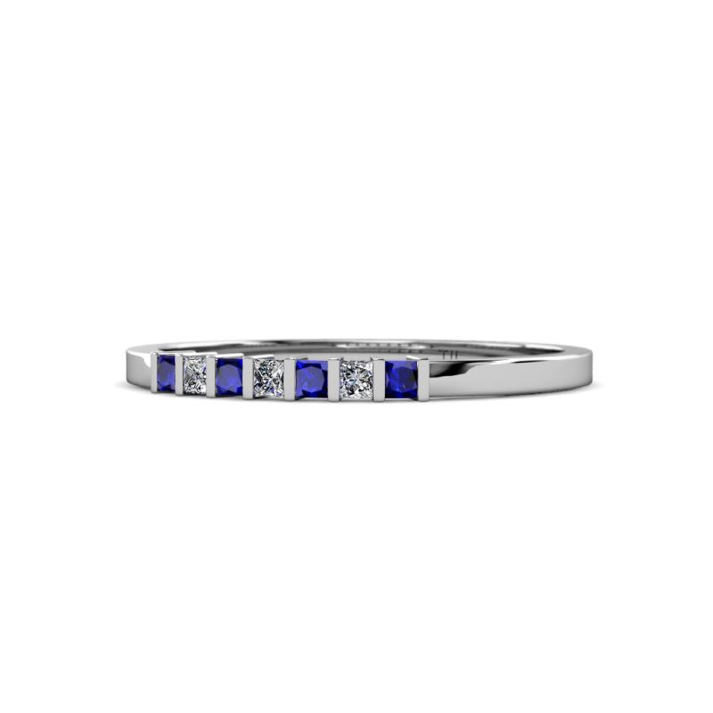 Abila 2.00 mm Blue Sapphire and Diamond 7 Stone Wedding Band 