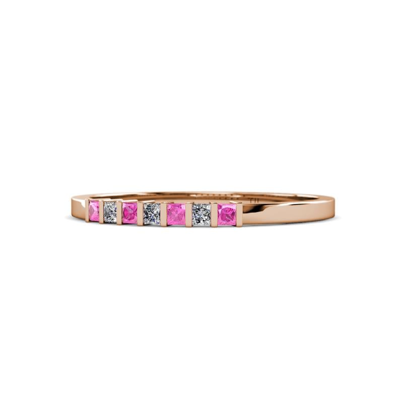 Abila 2.00 mm Pink Sapphire and Diamond 7 Stone Wedding Band 