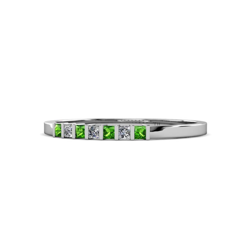 Abila 2.00 mm Green Garnet and Diamond 7 Stone Wedding Band 