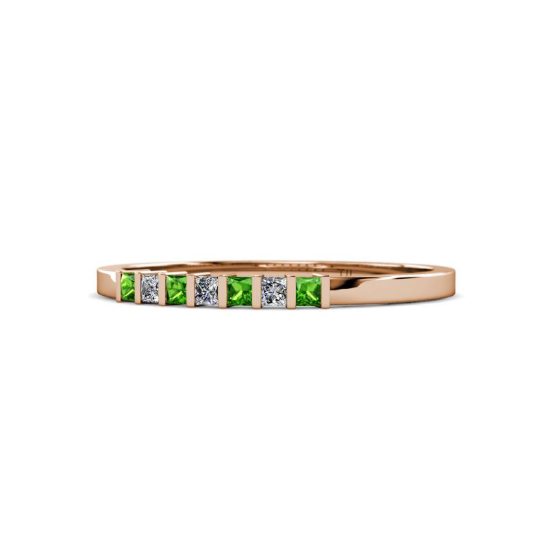 Abila 2.00 mm Green Garnet and Diamond 7 Stone Wedding Band 