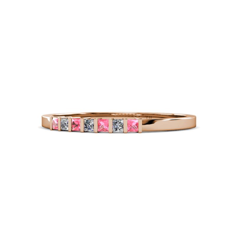 Abila 2.00 mm Pink Tourmaline and Diamond 7 Stone Wedding Band 
