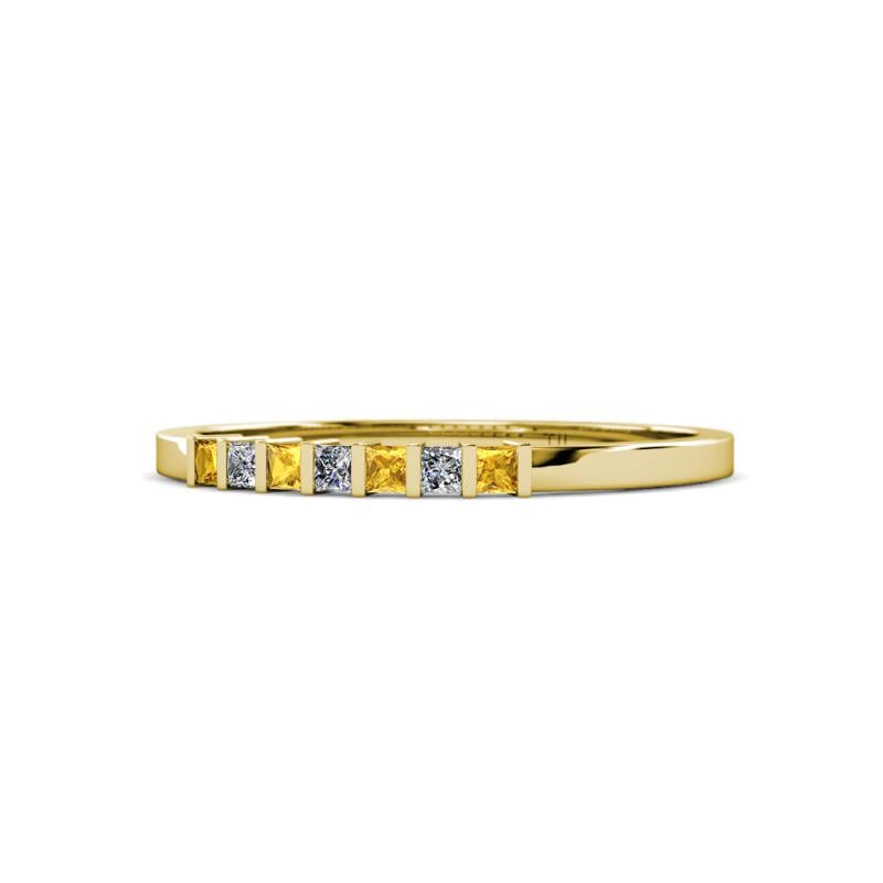 Abila 2.00 mm Citrine and Diamond 7 Stone Wedding Band 