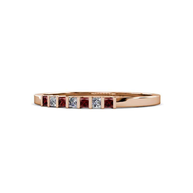 Abila 2.00 mm Red Garnet and Diamond 7 Stone Wedding Band 