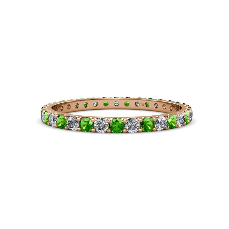 Audrey 2.00 mm Green Garnet and Lab Grown Diamond U Prong Eternity Band 