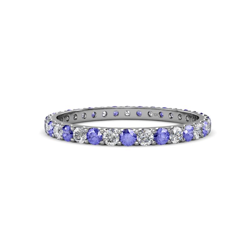 Audrey 2.40 mm Tanzanite and Diamond U Prong Eternity Band 