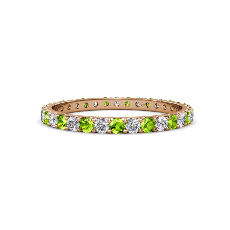 Audrey 2.40 mm Peridot and Diamond U Prong Eternity Band 
