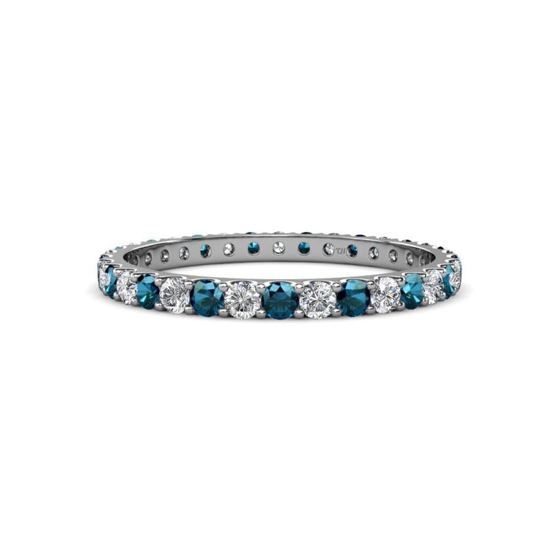 Audrey 2.40 mm Blue and White Diamond U Prong Eternity Band 