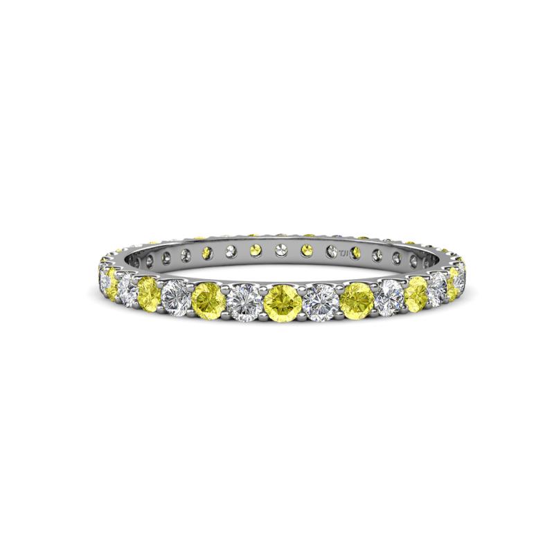 Audrey 2.40 mm Yellow and White Diamond U Prong Eternity Band 