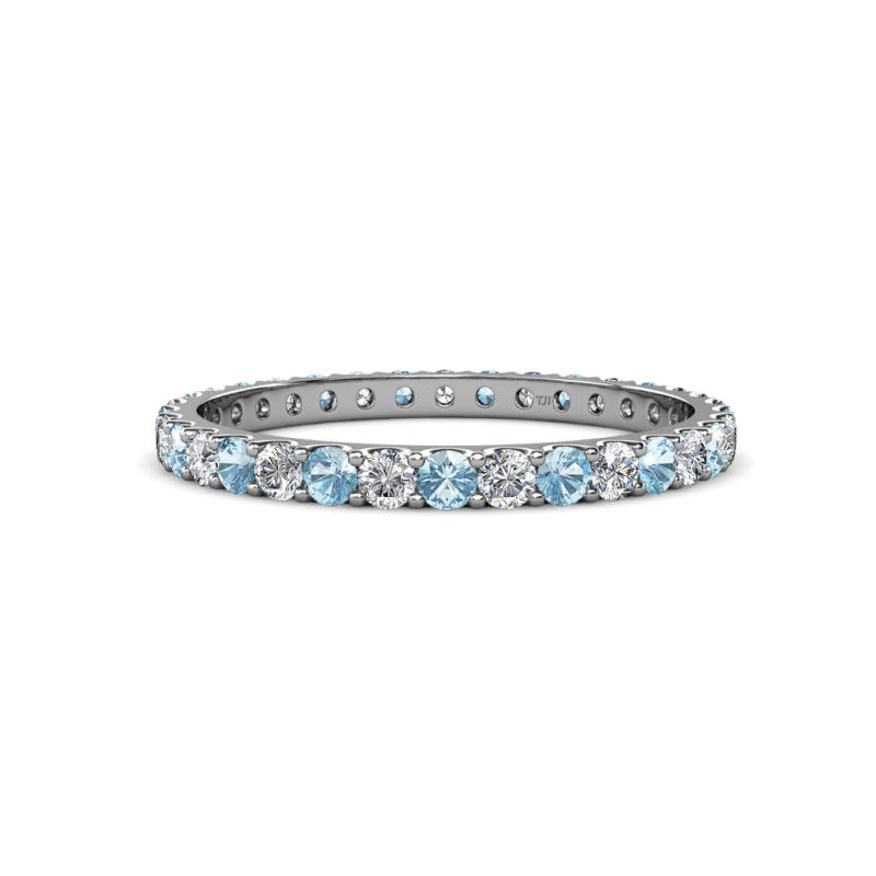 Audrey 2.40 mm Aquamarine and Lab Grown Diamond U Prong Eternity Band 