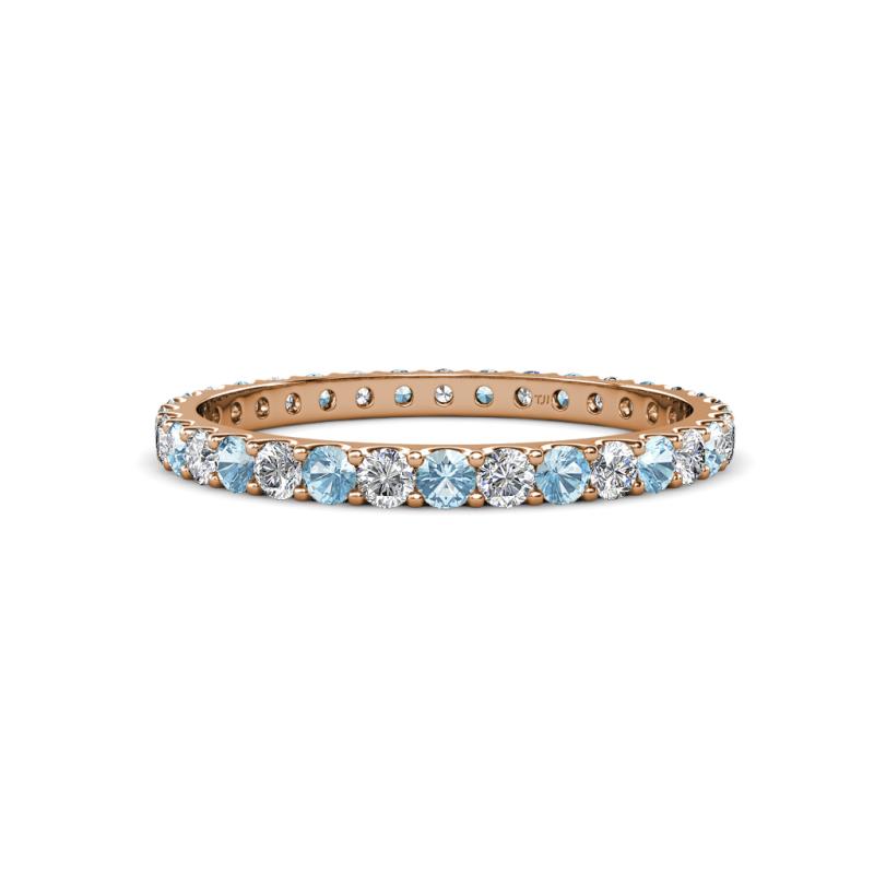 Audrey 2.40 mm Aquamarine and Lab Grown Diamond U Prong Eternity Band 