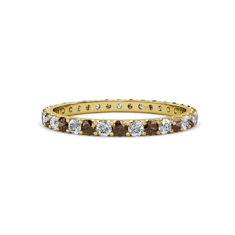 Audrey 2.40 mm Smoky Quartz and Lab Grown Diamond U Prong Eternity Band 