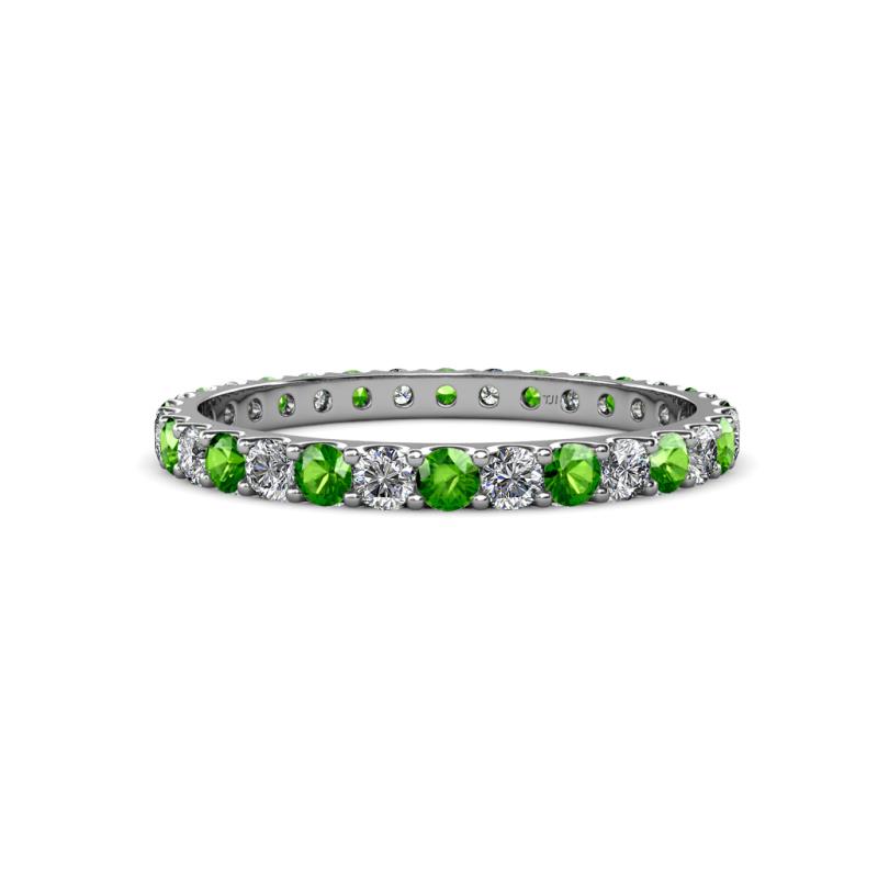 Audrey 2.70 mm Green Garnet and Diamond U Prong Eternity Band 