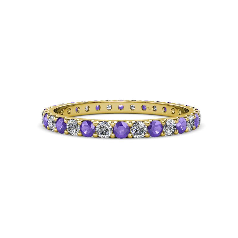 Audrey 2.70 mm Iolite and Diamond U Prong Eternity Band 