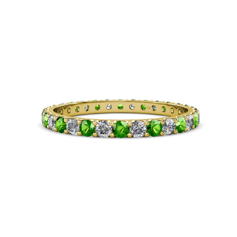 Audrey 2.70 mm Green Garnet and Lab Grown Diamond U Prong Eternity Band 