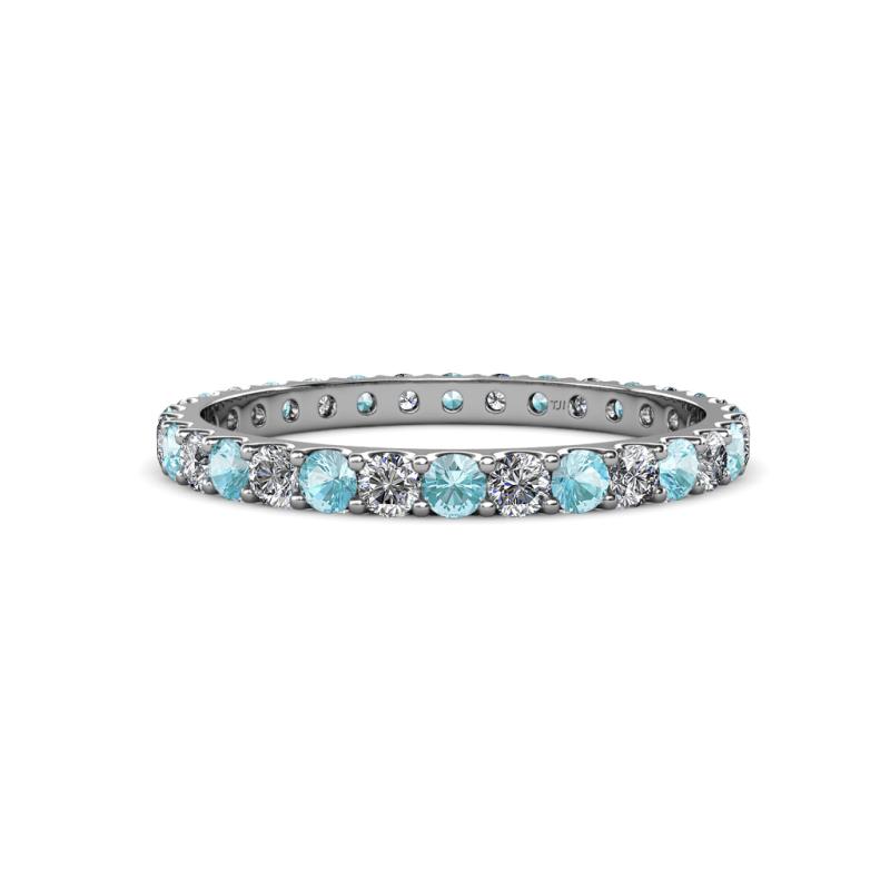 Audrey 2.70 mm Aquamarine and Lab Grown Diamond U Prong Eternity Band 