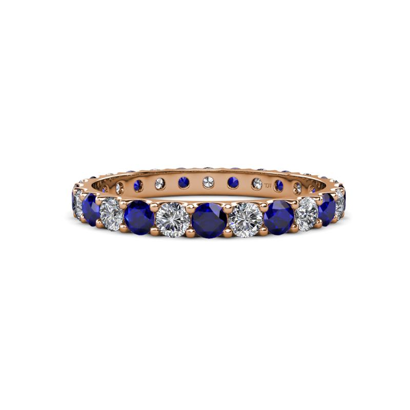Audrey 3.00 mm Blue Sapphire and Diamond U Prong Eternity Band 