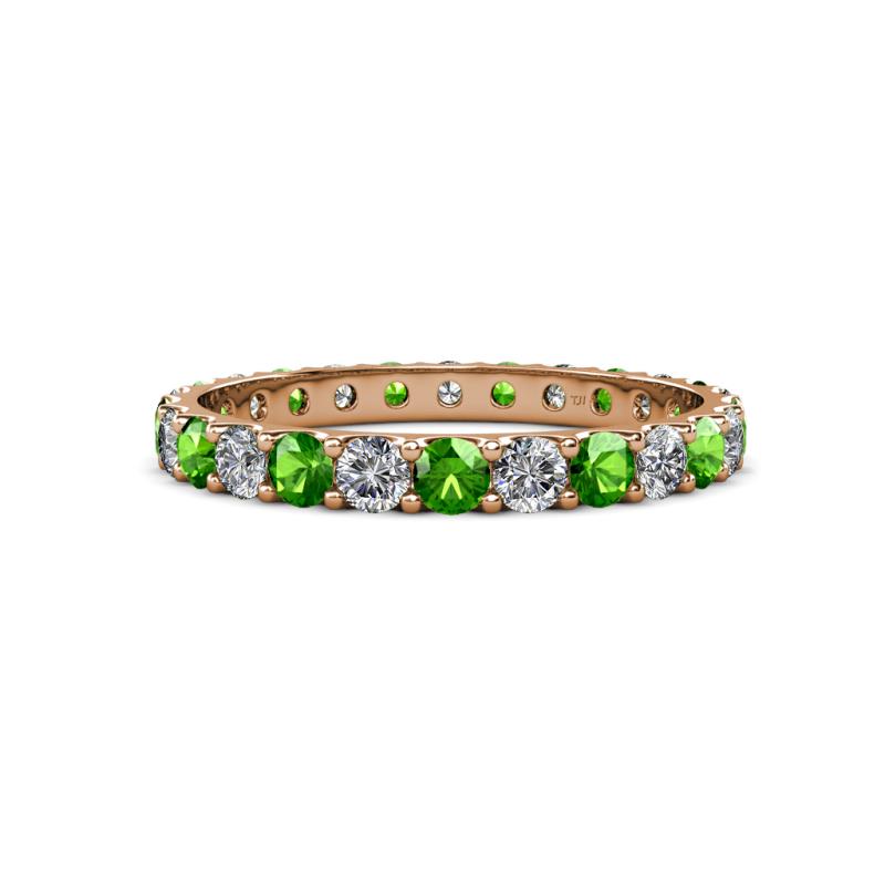 Audrey 3.40 mm Green Garnet and Diamond U Prong Eternity Band 