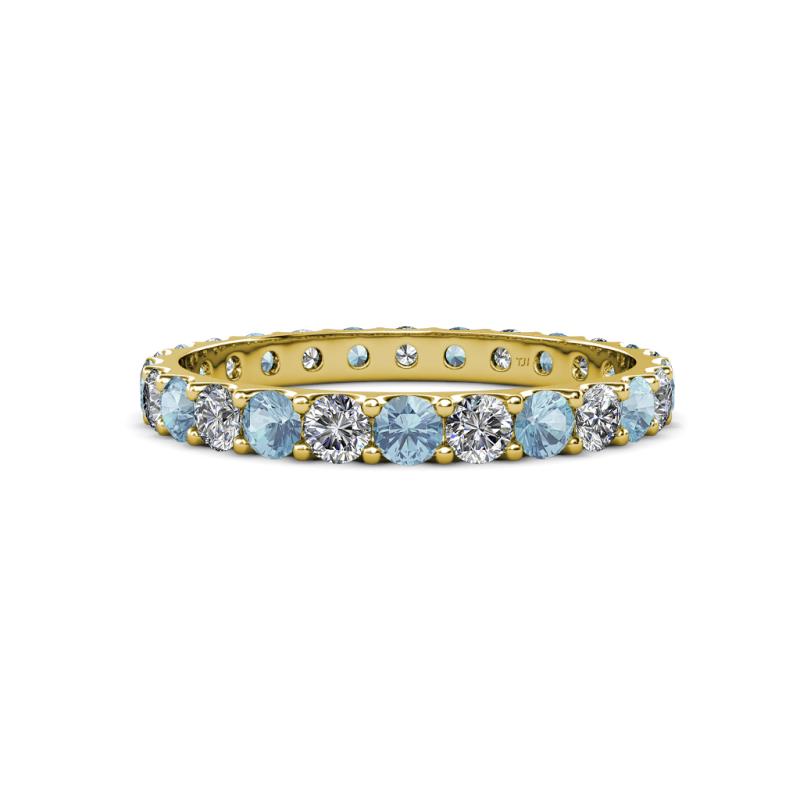 Audrey 3.40 mm Aquamarine and Lab Grown Diamond U Prong Eternity Band 