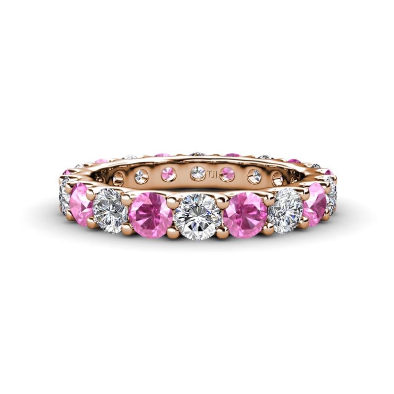 Audrey 3.80 mm Pink Sapphire and Diamond U Prong Eternity Band 