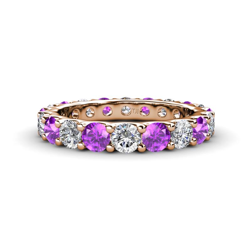 Audrey 3.80 mm Amethyst and Diamond U Prong Eternity Band 
