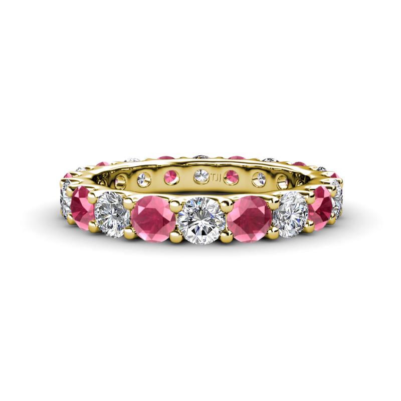 Audrey 3.80 mm Rhodolite Garnet and Diamond U Prong Eternity Band 