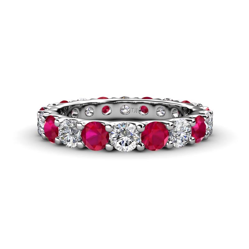 Audrey 3.80 mm Ruby and Lab Grown Diamond U Prong Eternity Band 