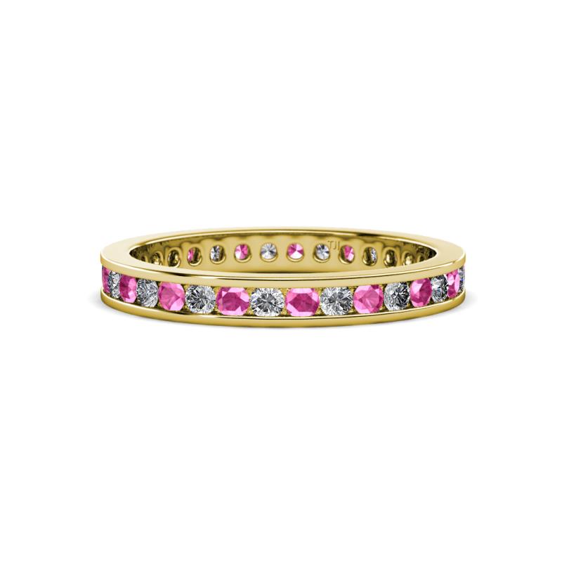 Celina 2.00 mm Round Pink Sapphire and Diamond Eternity Band 