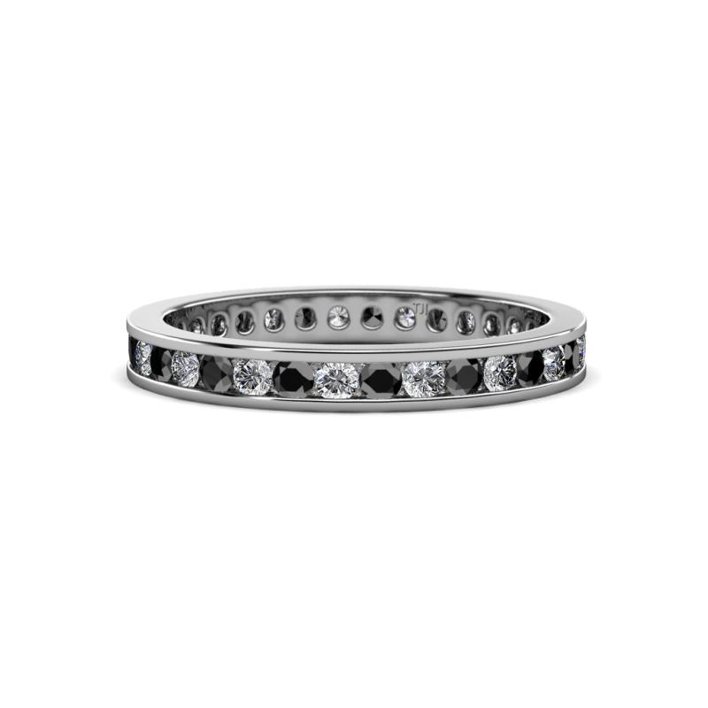 Celina 2.00 mm Round Black and White Diamond Eternity Band 
