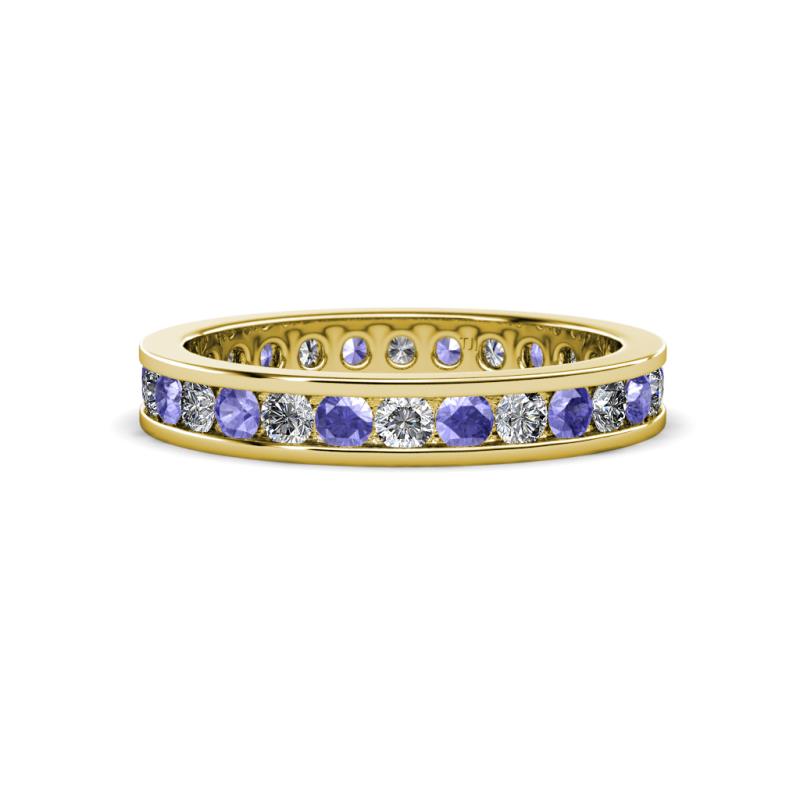 Celina 2.40 mm Round Tanzanite and Diamond Eternity Band 