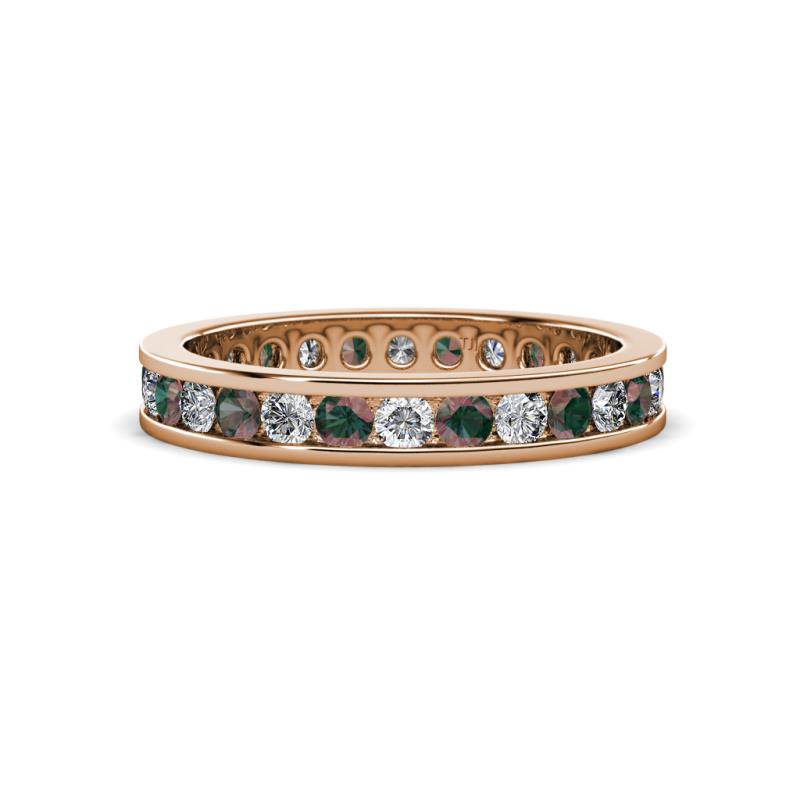 Celina 2.40 mm Round Lab Created Alexandrite and Diamond Eternity Band 